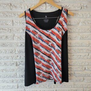 Fourth of July B Active Womens Top 22 24 Plus Tank Racerback Black Red A6E